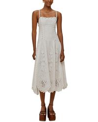 FARM Rio - Off Richilieu Eyelet Midi Dress - Lyst