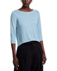 Majestic Filatures - Boat Neck Three Quarter Length Sleeve Top - Lyst