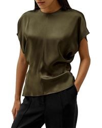 LILYSILK - Short Batwing Sleeve Silk Contour Top - Lyst