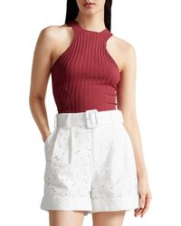 Ted Baker Synthetic Feoniix Knit Halter Top in Pale Green (Green) | Lyst