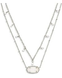 Kendra Scott - Elisa Cultured Freshwater Pearl & Drusy Stone Adjustable Layered Necklace, 19 - Lyst