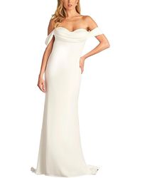 Tadashi Shoji - Amishta Off-The-Shoulder Crepe Gown - Lyst