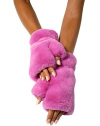 Apparis Ariel Faux Fur Fingerless Gloves - Pink