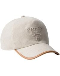 Prada - Linen Blend Baseball Cap - Lyst