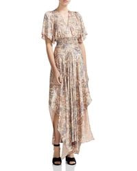 Maje Rachel Smocked Paisley - Print Maxi Dress - Blue