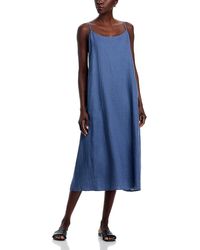 chinese dress ladies Sustainable Handmade Lantern Sleeve Linen Midi Dress, Lovely and Lightweight Fashion Made in Athens, Ga