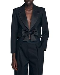 Sandro - Short Satin Bow Jacket - Lyst