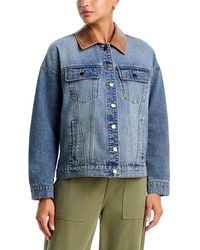 Aqua - Contrast Collar Denim Jacket - Lyst