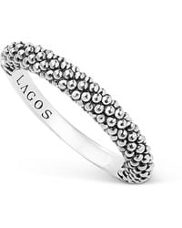 Lagos - Silver Caviar Stackable Ring, Size 7 - Lyst