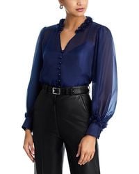 Aqua - Flower Trim Blouse - Lyst