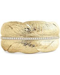 Anabel Aram - Pave Feather Wide Cuff Bracelet - Lyst
