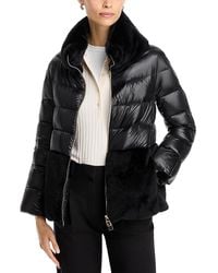Herno - Quilted Faux Fur Trim Coat - Lyst
