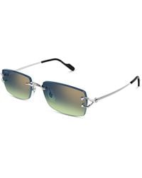 Cartier - Rectangular Rimless Sunglasses, 56Mm - Lyst