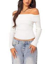 Edikted - Lauren Knit Fold Over Top - Lyst