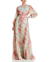 Teri Jon - Floral Print Pleated Dress - Lyst