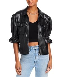 Cinq À Sept - Faux Leather Puff Sleeve Jacket - Lyst