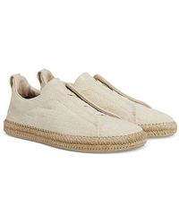 ZEGNA - Viscose, Linen & Leather Triple Stitch Espadrilles - Lyst