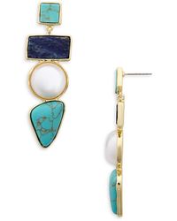 Aqua - Statement Stone Linear Earrings - Lyst