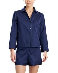 Natori - Cotton Sateen Embroidered Essentials Notch Short Pajama Set - Lyst