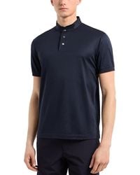 Emporio Armani - Jersey Knit Regular Fit Band Collar Polo Shirt - Lyst