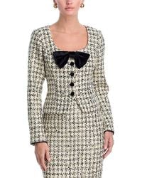 Aqua - Sequin Tweed Velvet Bow Jacket - Lyst