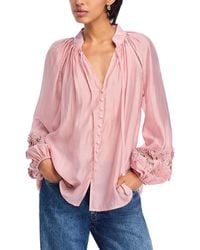 Aqua - Lace Trim Blouse - Lyst