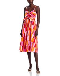 MILLY - Natasha Sunset Tile Poplin Bow Dress - Lyst