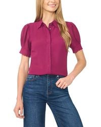 Cece - Scalloped Button Front Blouse - Lyst