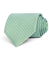 Ferragamo Mini Linked Gancini Silk Classic Tie - Green