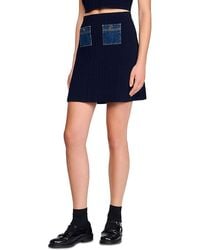 Sandro - Mini Knit And Denim Skirt - Lyst