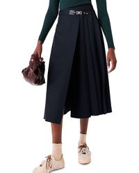 Maje - Buckle Trim Pleat Front Midi Skirt - Lyst