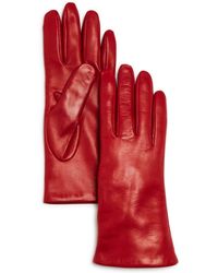 Bloomingdale's Cashmere Lined Leather Gloves - Red