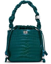 Ganni - Bou Medium Croco Embossed Bucket Bag - Lyst