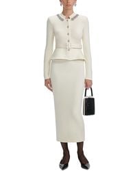 Self-Portrait - Wool Peplum Knit Midi Dress - Lyst