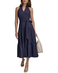 Donna Karan - Linen Blend Halter A Line Dress - Lyst