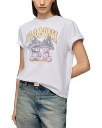 Ganni - Basic Cotton Relaxed Fit Graphic Tee - Lyst