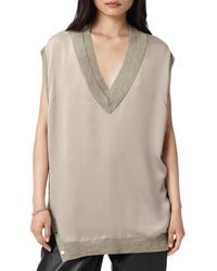 AllSaints - Bern Side Snap Top - Lyst