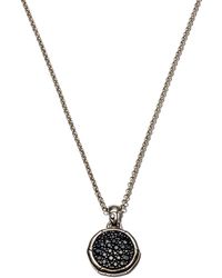 John Hardy Bamboo Silver Small Round Pendant With Black Sapphire On Chain Necklace - Metallic