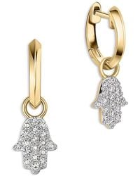 Phillips House - Phillip House 14K Diamond Mini Infinity Hamsa Huggie Hoop Earrings, 0.21 Tcw - Lyst