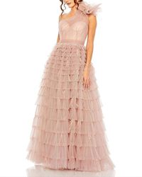 Mac Duggal - One Shoulder Faux Bow Feather Tiered A Line Gown - Lyst