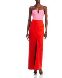 BCBGMAXAZRIA Gown - Katherine Sleeveless Pleated Color Block in Pink | Lyst