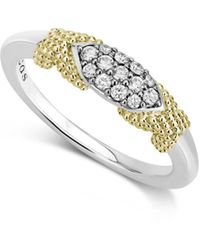 Lagos Sterling Silver & 18k Yellow Gold Caviar Lux Diamond Ring - Metallic