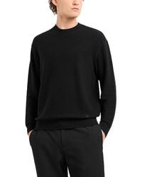 Emporio Armani - Virgin Wool Allover Jacquard Striped Sweater - Lyst