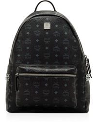 MCM Visetos Side Stud Medium Backpack - Black