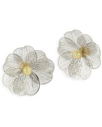 Aqua - Flower Statement Stud Earrings - Lyst