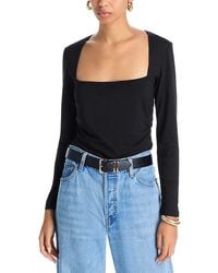 Aqua - Ruched Waist Square Neck Top - Lyst
