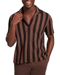 Ted Baker - Monier Textured Stripe Relaxed Crochet Shirt - Lyst