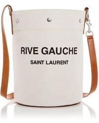 Saint Laurent Seau Rive Gauche Linen Bucket Bag - Lyst