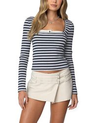 Edikted - Buttoned Up Layered Striped Top - Lyst