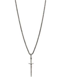 John Varvatos Skulls & Daggers Sterling Silver & Black Diamond Skull Necklace - Metallic